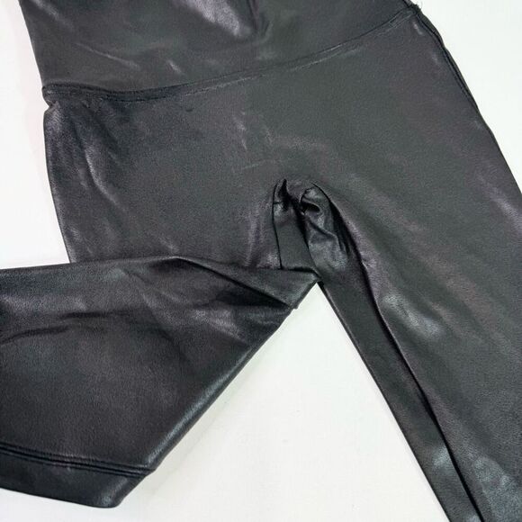 SPANX Leggings Womens Medium Faux Leather Black Full Length Compression - Picture 2 of 8